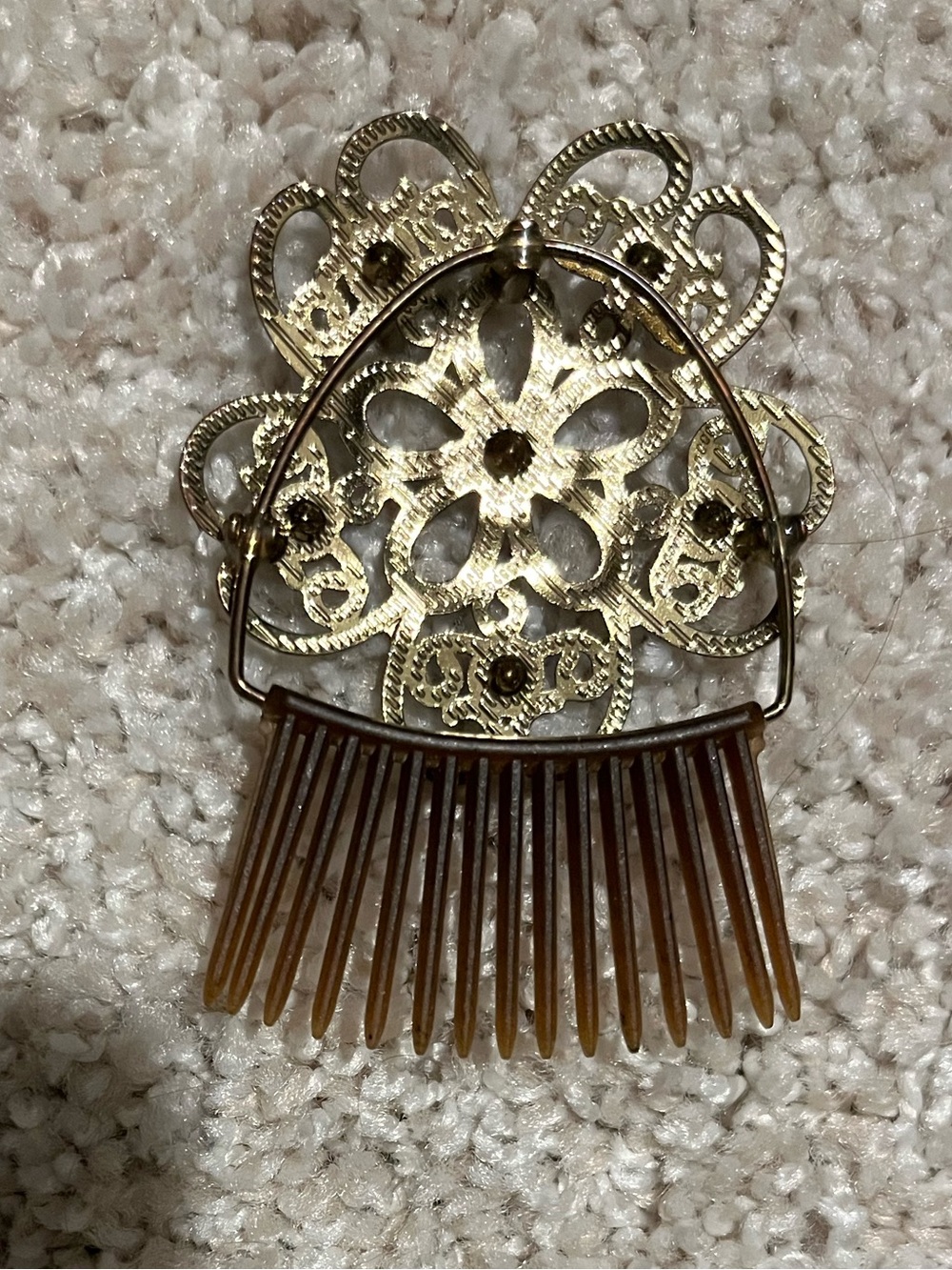 Gold and Rhinestone Comb Hair Accessory - Picture 2 of 3
